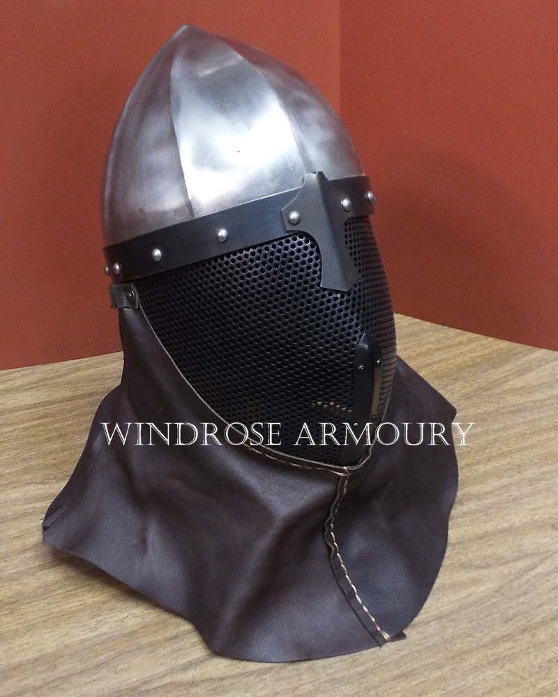 Fluted Conical Fencing Helmet, Mild Steel, Extra Small - Click Image to Close