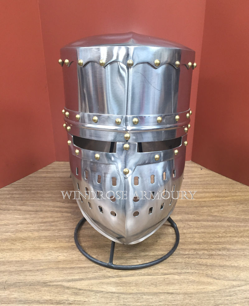 Crusader Casque, Stainless Steel, Large - Click Image to Close